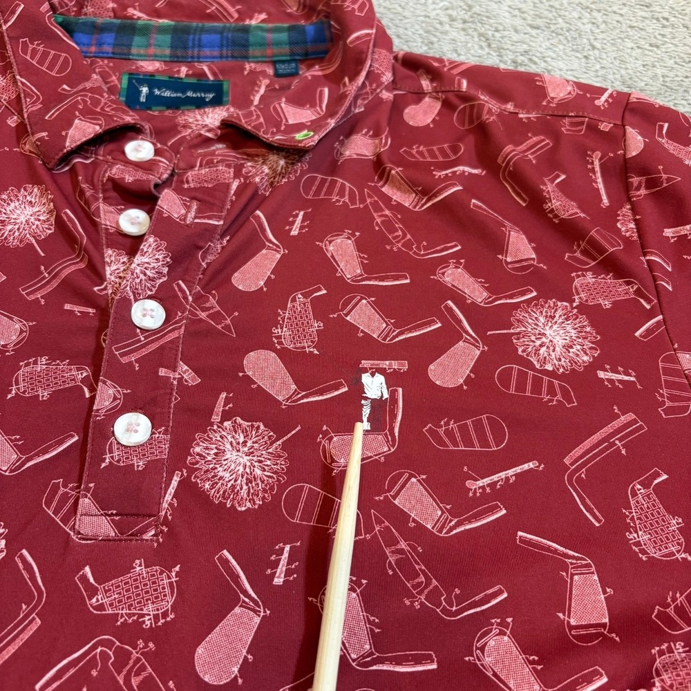 William Murray Golf Polo Shirt Men's M Red Blueprint Tartan Turmoil Performance‎ - Picture 9 of 10